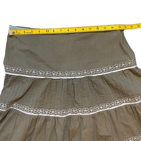 Vintage 80’s Prairie Skirt Large Drop Waist Multi Tiered Khaki and Ivory Retro - Picture 10 of 16